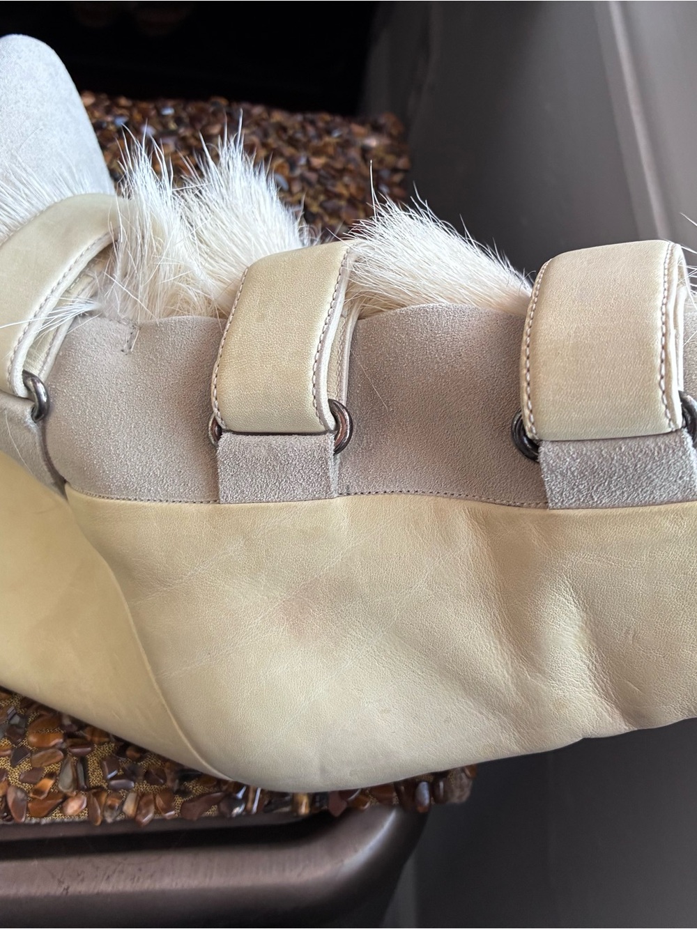 Isabel Marant Cream Wedge Ankle Boots with Pony Hair Straps - Picture 9 of 10